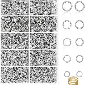 4600Pcs Silver Jump Rings Assorted Sizes with Opener Tool for Jewelry Making