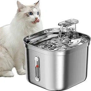 Stainless Steel Cat Water Fountain - Ultra-Quiet 2.2L Pet Dispenser with Triple Filtration