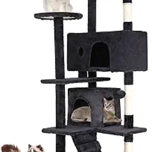54" Dark Gray Cat Tree Tower - Multi-Level with Scratching Posts & Toys