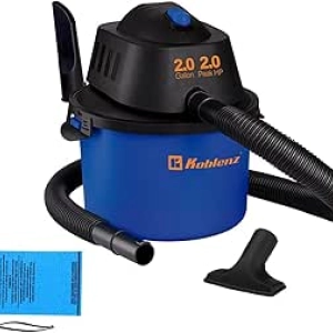 Koblenz WD-2L 2-Gallon Wet Dry Vacuum - 2 HP Portable Cleaner for Home & Car