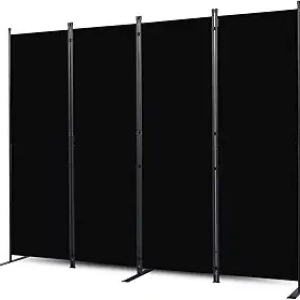4 Panel Room Divider 6 Ft Folding Privacy Screen - Portable Partition 88"W x 71"H