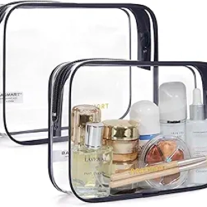 TSA Approved Clear Toiletry Bag 2 Pack - Carry-On Travel Essentials for Women