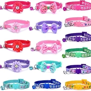 16 PCS Breakaway Cat Collars with Bell - Adjustable Safety Collars for Cats