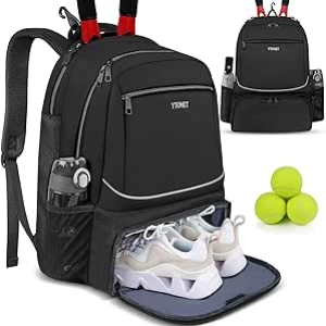 Ytonet Tennis Backpack for 2 Rackets - Insulated Pocket & Ventilated Shoe Compartment