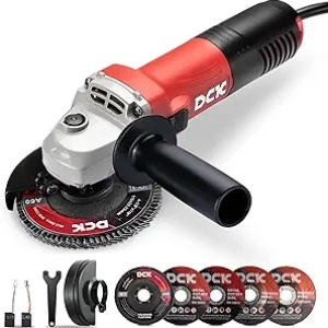 4.5" Angle Grinder 6.7 Amp 11,800 RPM - Professional Cut Off Tool with 6 Wheels & Safety Guards