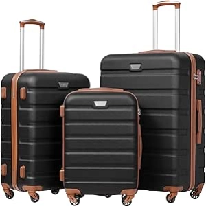 Coolife 3 Piece Luggage Set with TSA Lock & Spinner Wheels