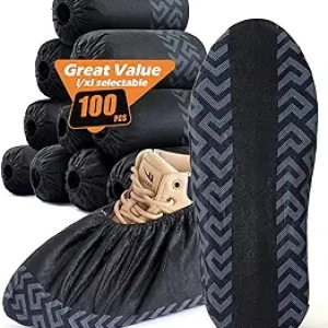 X-Large Disposable Shoe Covers Non-Slip (100 Pcs) - Reusable Booties for Floors Protection