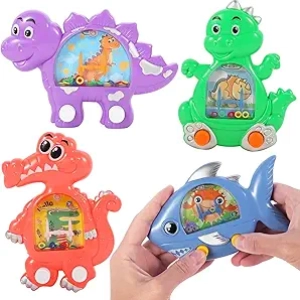 4 Pack Dinosaur Handheld Water Games - Retro Stress Relief Toys for Kids & Adults