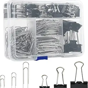 340pc Assorted Binder Clips & Jumbo Paper Clips Set - Office & School Supplies