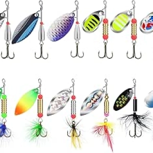 TRUSCEND Spinner Baits for Bass, Trout & Pike - 12pc Rooster Tail Fishing Lures