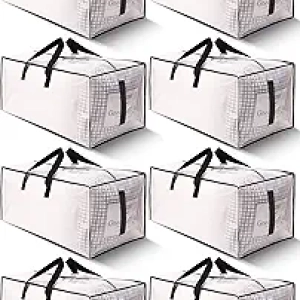 8 Pack Large Moving Bags with Zippers & Handles - Heavy Duty Storage Totes