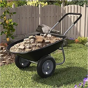 ARNOT 2-Wheel Wheelbarrow - Heavy Duty Garden Cart 330LBS Capacity