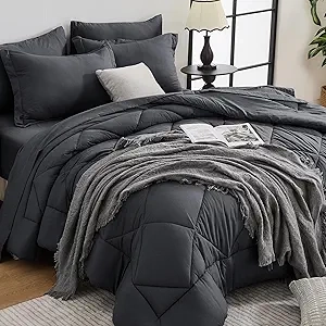 HEVUMYI 7-Piece Queen Comforter Set - Ultra Soft Microfiber Bed in a Bag