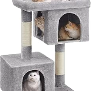 Feandrea 39.8" XL Cat Tree for Large Cats up to 44 lb - 2 Caves & Scratching Posts