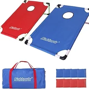 Portable Cornhole Set - Lightweight PVC Game Boards with Bean Bags & Carrying Case