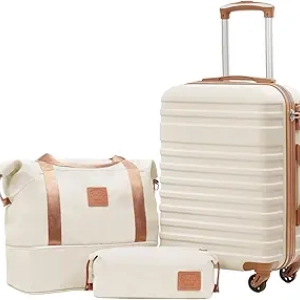 COOLIFE 3-Piece Carry-On Luggage Set with TSA Lock & Spinner Wheels