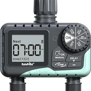 RAINPOINT 2 Zone Water Timer for Garden Hose - Smart Sprinkler Controller with Rain Delay