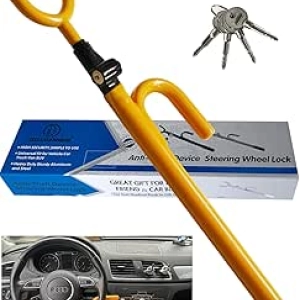 Heavy Duty Steering Wheel Lock Anti-Theft Device | Universal Car Security Lock with 4 Keys