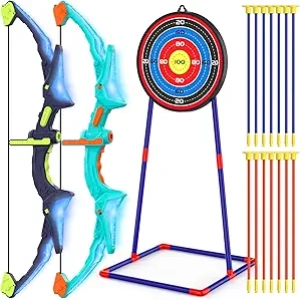 2 Pack Light Up Bow and Arrow Set for Kids Ages 4-12 | LED Archery Toys with Suction Cup Arrows