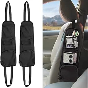Car Seat Storage Organizer Bag - 2PC Hanging Side Pocket for Cars & SUVs