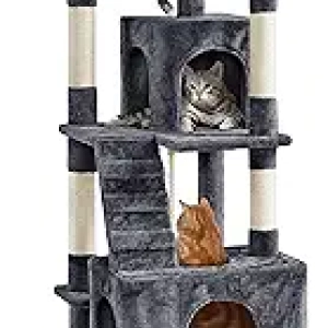 72in XL Multi-Level Cat Tree Tower - Large Play House with Caves & Scratching Posts
