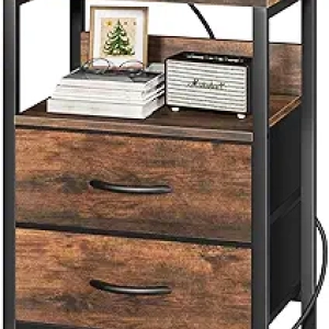 Yoobure Nightstand with Charging Station & USB Ports - Small Bedside Table