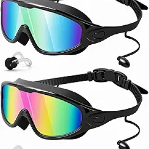 Rantizon Swim Goggles 2 Pack - Anti Fog UV Swimming Goggles for Adults & Kids