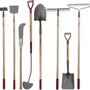 KYLIN 8-Piece Heavy Duty Landscaping Shovel Rake Tool Set - Professional Grade Garden Tools with Ash Handles