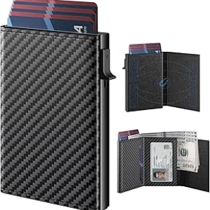 RFID Blocking Pop Up Wallet for Men | Slim Aluminum Card Holder with Leather