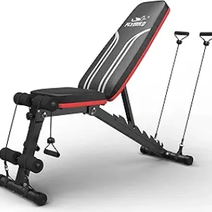 FLYBIRD Foldable Weight Bench with Resistance Bands - Adjustable FID Home Gym Equipment