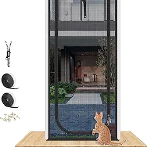Cat Proof Pet Screen Door 30x80" | Heavy Duty Mesh with Zipper & Anti-Claw Design