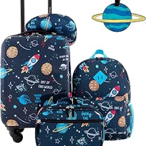 Kids Travel Luggage Set 5-Piece - Hardside Carry-On Suitcase for Children