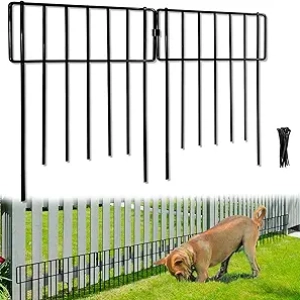10 Pack Animal Barrier Fence 17in - No Dig Rustproof Metal Garden Border for Dogs & Rabbits