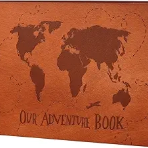 Adventure Book Wooden Scrapbook Photo Album 11.9x7.6 - 60 Pages Retro Travel Journal