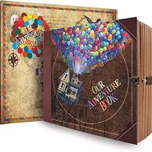 Adventure Scrapbook Photo Album 146 Pages - Retro Travel Memory Book for Couples