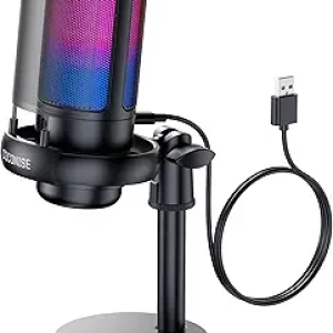 Professional RGB Gaming Microphone USB - Condenser Mic for PC, PS4/PS5, Streaming & Podcasts