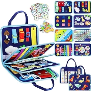 Esjay Toddler Busy Board - Montessori Sensory Toys for Fine Motor Skills