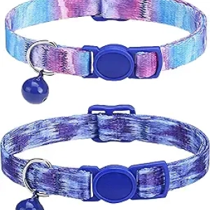 SOLMOONY Adjustable Breakaway Cat Collar with Bell - 2 Pack Starry Sky Design