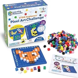 Pixel Art Challenge STEM Building Toy - Math Puzzles & Pattern Blocks for Kids 5+