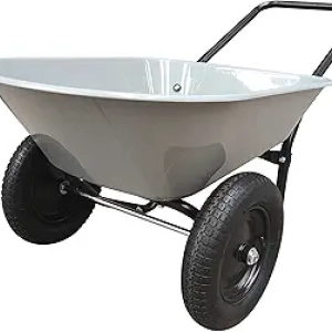 Two Wheel Poly Tray Wheelbarrow 5 Cubic Foot - Easy Assembly & Rust-Proof