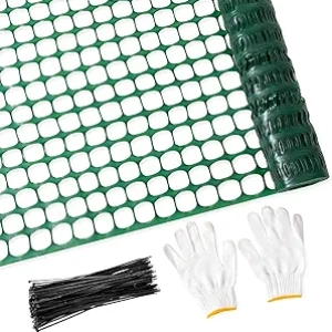 PotatoLife 4'x100' Plastic Mesh Safety Fence Roll with 100 Zip Ties - Reusable Garden & Animal Barrier Netting