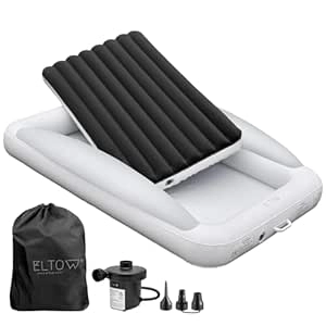 ELTOW Toddler Air Mattress with Safety Bumpers - Portable Inflatable Travel Bed for Kids