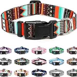 Mercano Adjustable Dog Collar - Stylish Tribal Pattern Nylon Collar for Small to Large Dogs