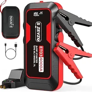 SZEVZO ET03 4000A Car Jump Starter - Portable 12V Battery Pack for Gas & Diesel Engines