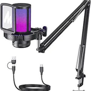 MAONO Gaming USB Microphone with Noise Cancellation & RGB Lighting | Streaming Mic for PC, PS5, Mac