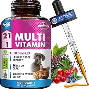 Cat & Dog Multivitamin Liquid 21-in-1 with Glucosamine & Cranberry | USA Made