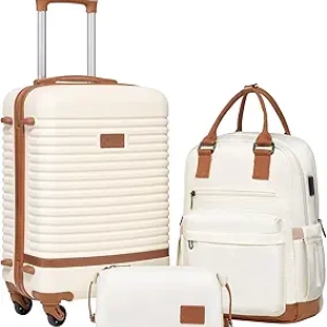 Coolife 3-Piece Luggage Set with Backpack, TSA Lock & Spinner Wheels