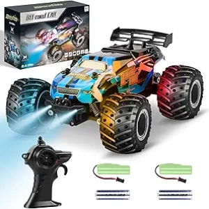 1:18 Remote Control Monster Truck 20KM/H - All Terrain RC Car with LED Lights & 2 Batteries