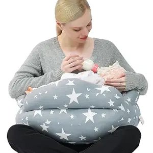 Adjustable Nursing Pillow with Removable Cover - Breastfeeding & Bottle Feeding Pillow