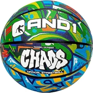 AND1 Chaos Official Size 7 Rubber Basketball - Indoor/Outdoor Streetball